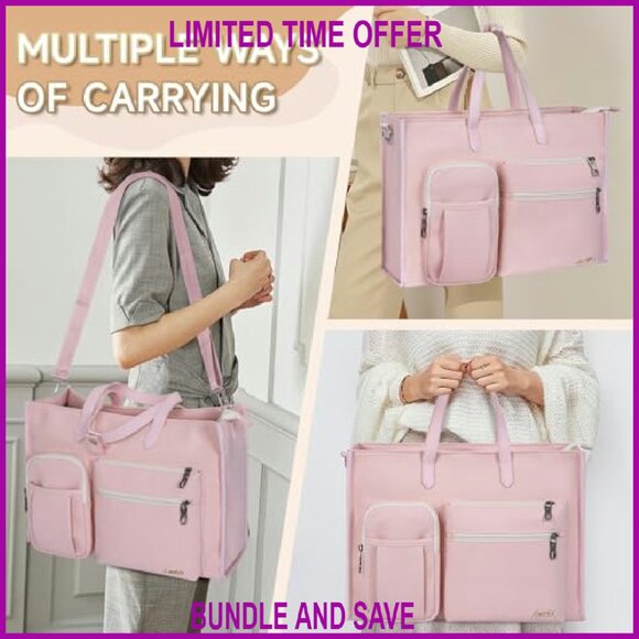 Padded Laptop Tote Bag for Work Travel 15.6 Inch Shoulder Bag - Picture 3 of 8